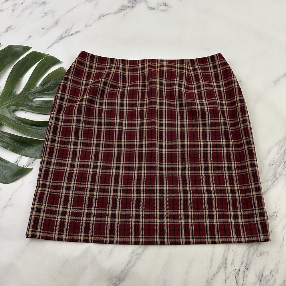 Petite Sophisticate Womens Vintage Y2k Mini Skirt Size 12 New Red Tan Plaid
